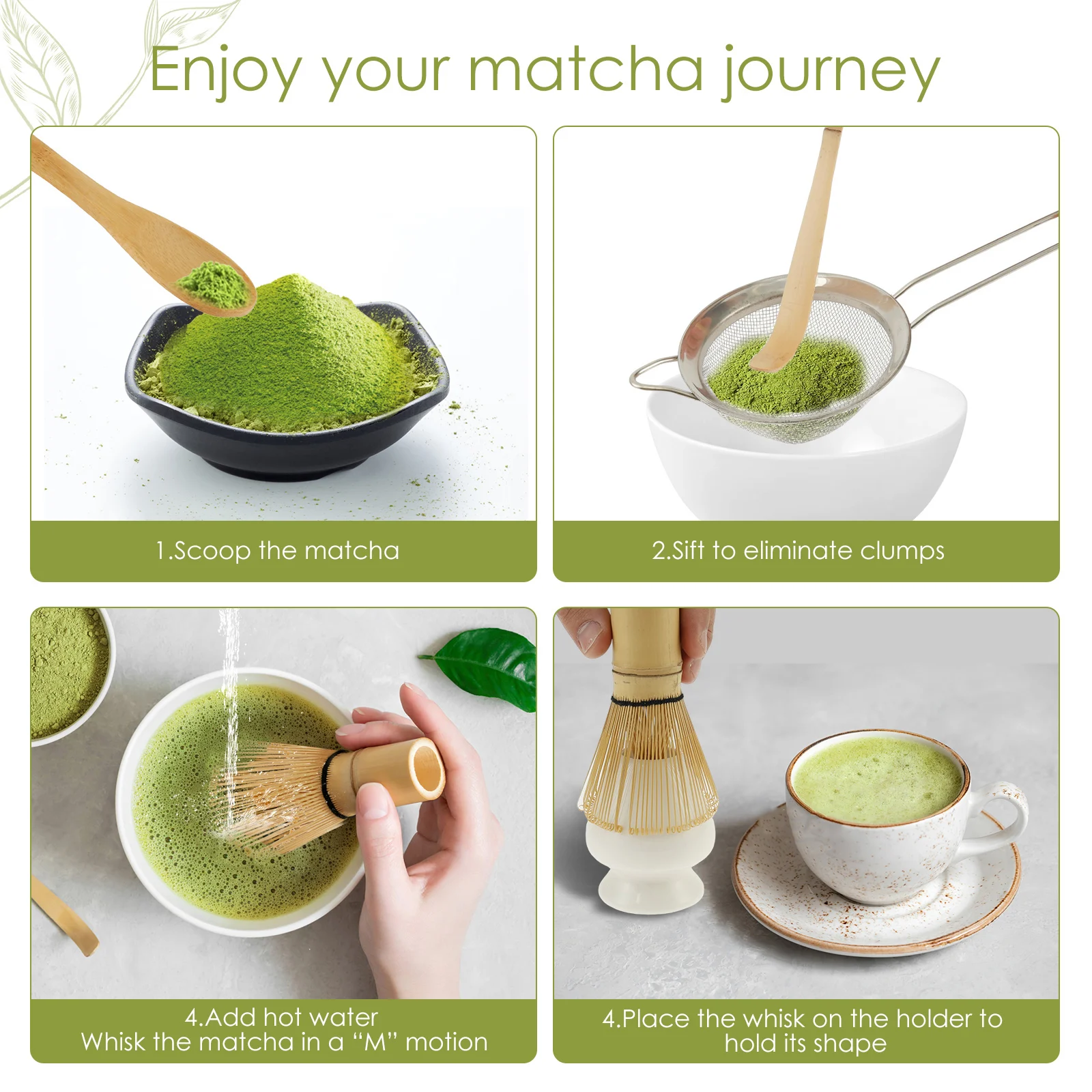 6Pcs Matcha Whisk Set Japanese Tea Set with Bamboo Matcha Whisk and Tea Scoop Lovers Gifts Tea-making Tools Accessories