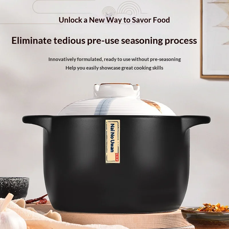 Stock Pots Ceramic Clay Pot Gas Stovetop Safe Durable Heat Resistant Crackproof Casserole Stew Soup Claypot Rice Cooking Pot 4
