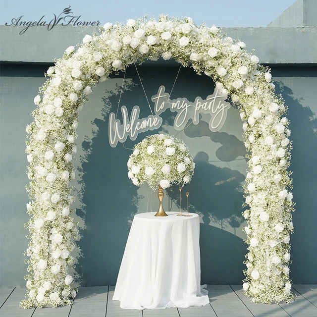 200x35cm Artificial Baby Breath Flower Ivory Rose White Gypsophila Wedding  Event Party Backdrop Floral Prop Faux Rose Flower Row - AliExpress