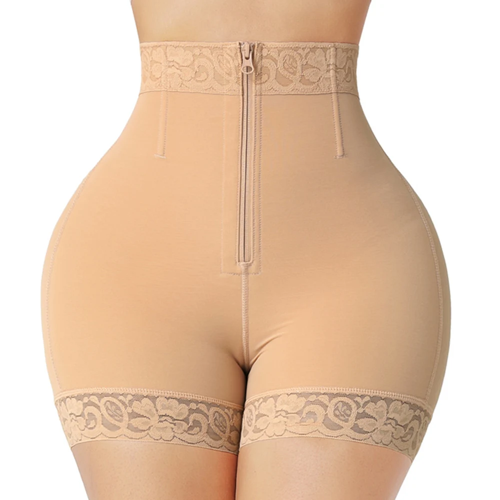 Fajas High Waist Internal Hooks Butt Lifter Zipper Shorts BBL Hourglass  Figure Underwear Waist Trainer Compression Body Shaper