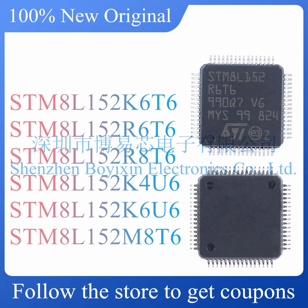 

NEW STM8L152K6T6 STM8L152R6T6 STM8L152R8T6 STM8L152K4U6 STM8L152K6U6 STM8L152M8T6.Original genuine microprocessor.