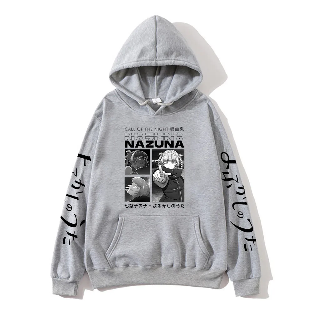 Nazuna Japanese Hoodie Call of The Night Anime Sweatshirt Graphic Clothing  Yofukashi No Uta Mens Top 