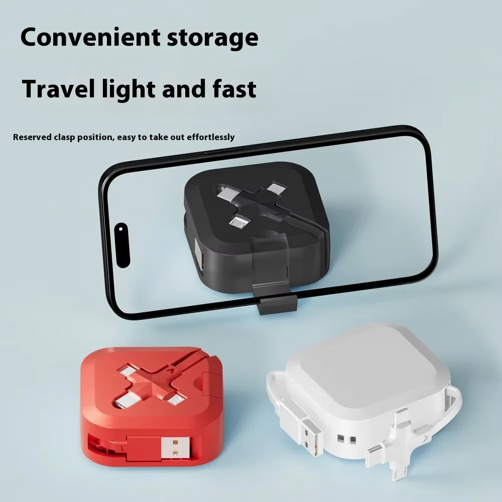 Versatile Retractable Multi Charging Cable with Phone Holder - Portable Fast Charger for iPhone, Android, and Type C Devices