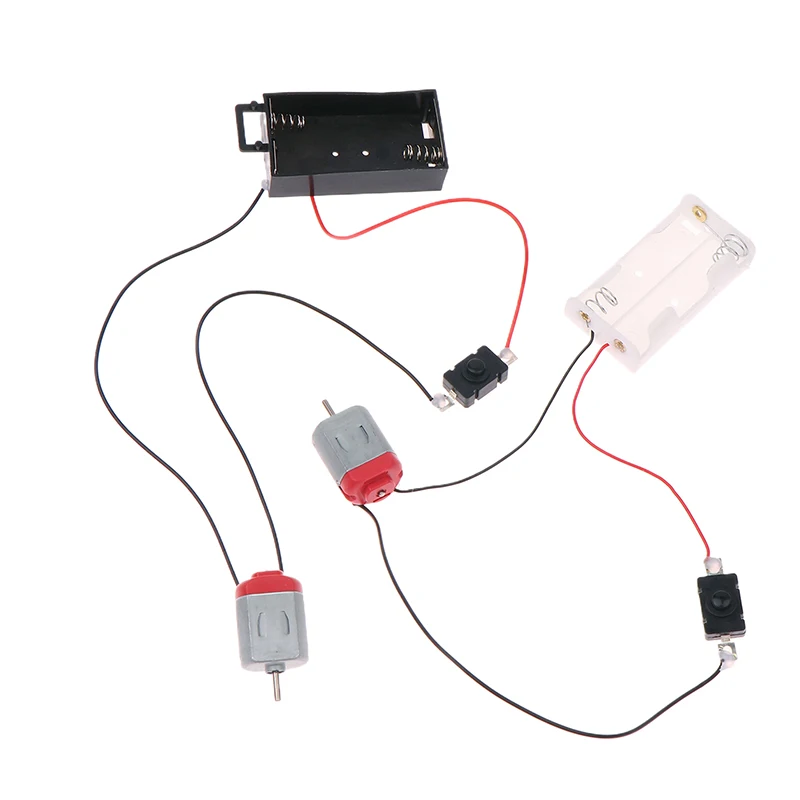 Plastic  White 130 Motor Kit With 2xAA Battery Storage Case And Switch 16500 RPM Mini DIY Electronic Motor Circuit Models Kit