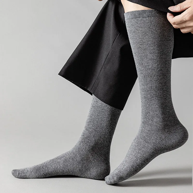 Cotton socks casual socks breathable socks solid color socks Men's Cotton Knee-high Socks Breathable Comfortable Casual Solid Color Soft Male Sox Sweat-absorbing