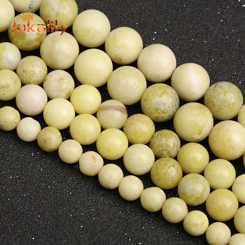 

Natural Lemon Yellow Jaspers Stone Beads Round Loose Spacer Beads for Jewelry Making Diy Bracelet Necklace 4/6/8/10/12mm 15"inch