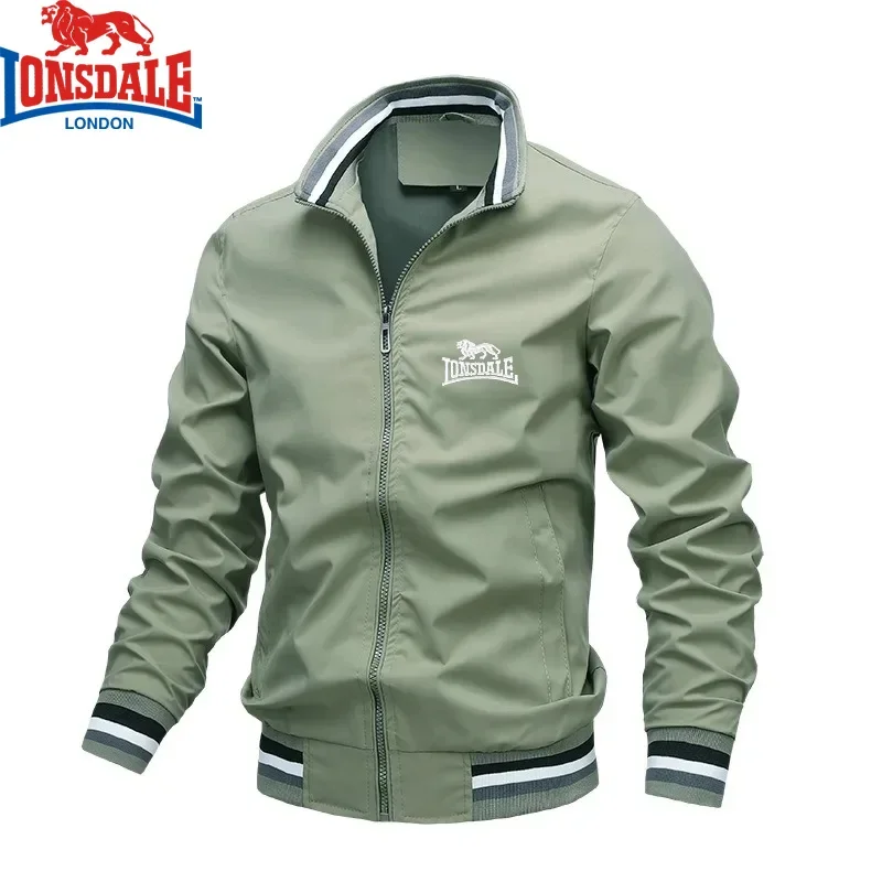 Veste homme à col montant avec broderie et fermeture éclair - Veste imperméable pour pêche et sports extérieurs