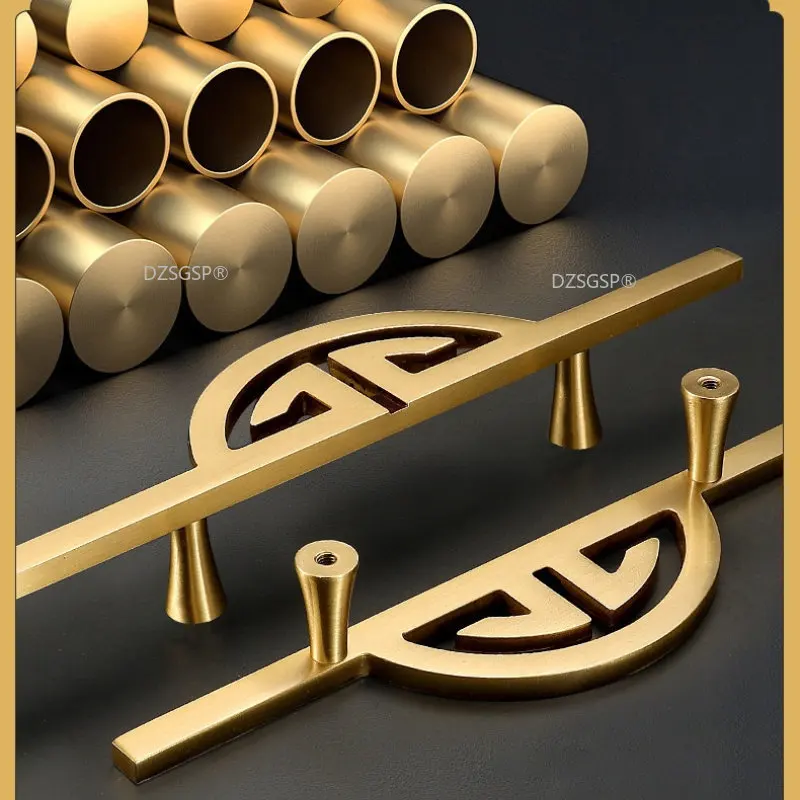 

Cupboard Handles New Chinese Furniture Hardware Gold Antique Solid Cabinet Handle Wardrobe Door Handle Door Drawer Pulls