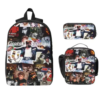 3Pcs George Michael Cool Backpack Set for Children Pen Bags Bookbag Sets with Lunch Box For Primary School Students Daypack 1