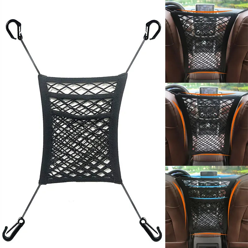 Universal Seat Black Storage Net Pocket Organizer Seat Back Storage Bag