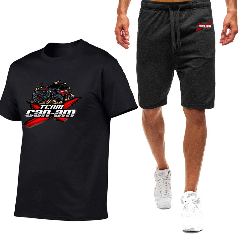 

Мужская летняя спортивная одежда Can Am Team Spyder мотоциклы, дышащая футболка с коротким рукавом и круглым вырезом и шорты, мужской костюм, новинка 2023