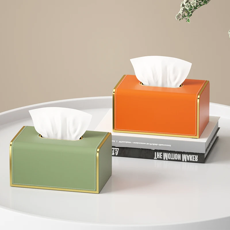 Pink high appearance level light luxury leather tissue box used in hotels, restaurants, living rooms, offices, princess rooms 3