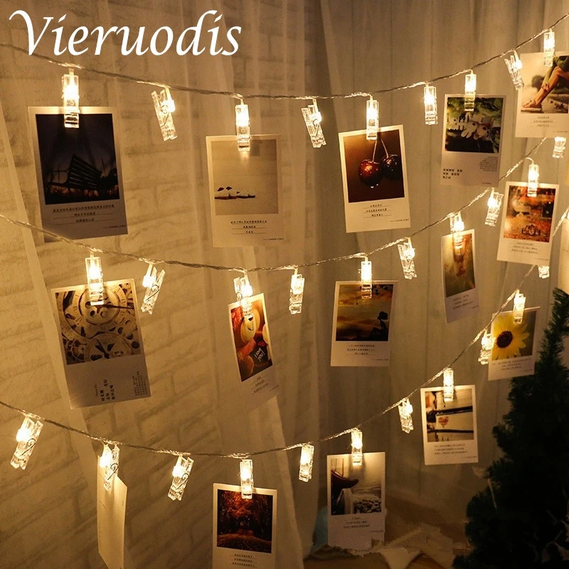 LED Photo Picture Clips String Light Wall Light LED Copper Wire String Garland Party Wedding Holiday Lights Christmas Decoration
