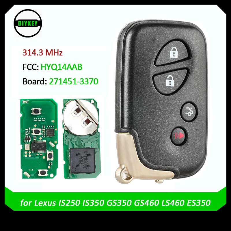 

DIYKEY 314.3MHz Smart Keyless Remote Key Fob for Lexus IS250 IS350 GS350 GS460 LS460 ES350 2009-2012 Board 271451-3370 HYQ14AAB
