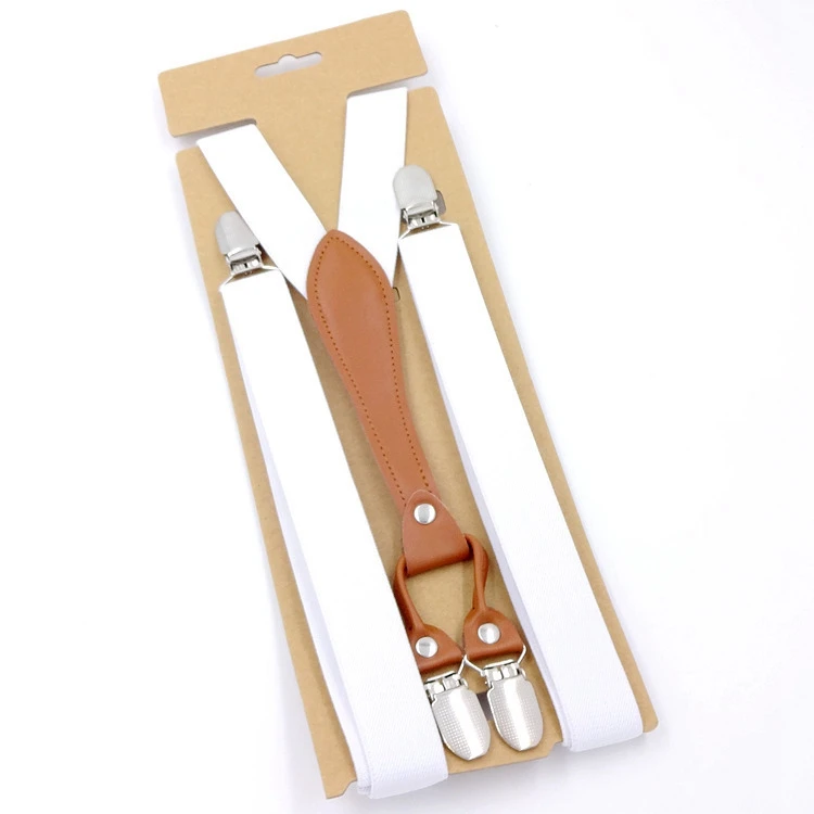 New Fashion Suspenders Men Women Adult Leather Trimmed End Y Back Adjustable Elastic Trouser Braces Strap Belt Wedding Party