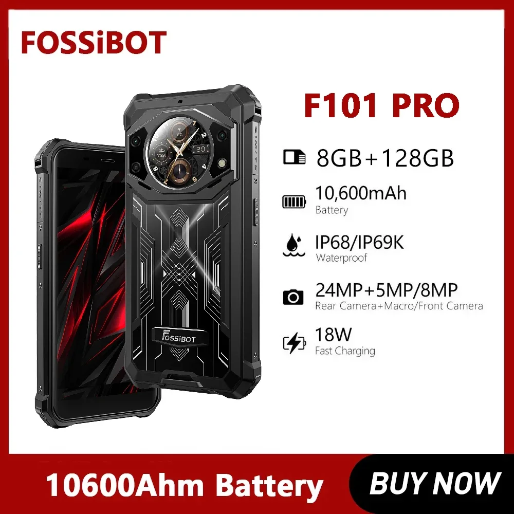 FOSSiBOT F101 Pro Rugged Smartphones 5.45Inch HD Android 13 Mobile Phone Octa Core 8GB+128GB  10600mAh 18W Fast Charge 24MP NFC