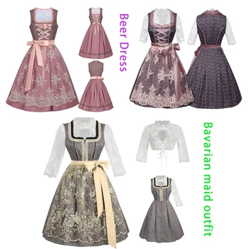 2026 Eur-USA Beer Festival Beer Dress for Women, Traditional German Bavarian Costume Women's Skirts,Halloween Lace Apron Outfit 1