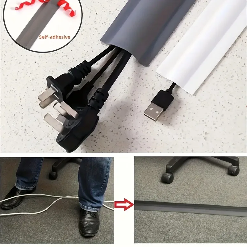 3M Self-adhesive Earth Wire Covers for Floors Walls and Table Tops Durable PVC Wire Guard with Strong Acrylic Adhesive