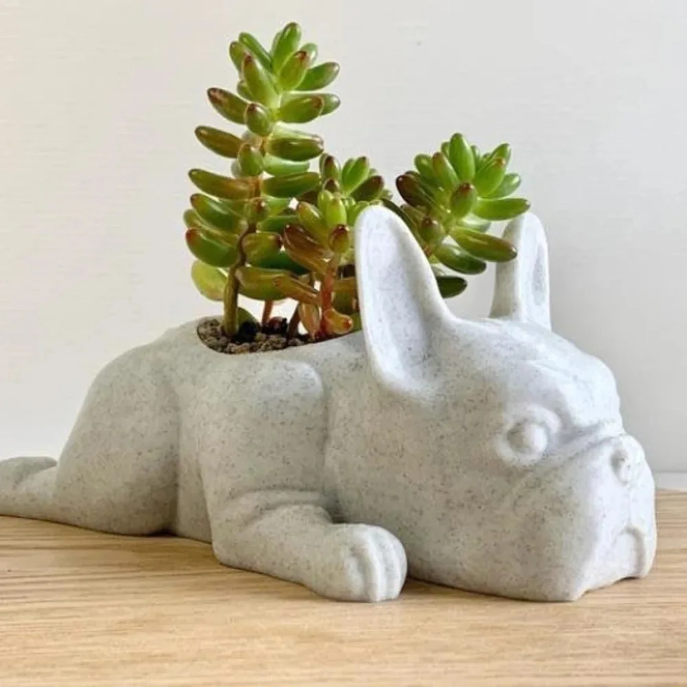 Succulent Planter Bulldog Decor Cute Bonsai Air Plant Planter Frenchie Dog Planter For Home Garden Office Desktop Decor
