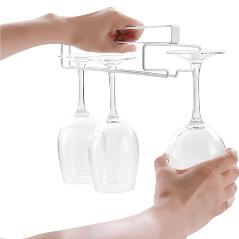 Wine Glass Holder Rack Wine Glasses Hanger Stemware Inverted Storage Shelf Wine Glass Holder Hanging Iron Rack Champagne Goblet Cup Under Cupboard
