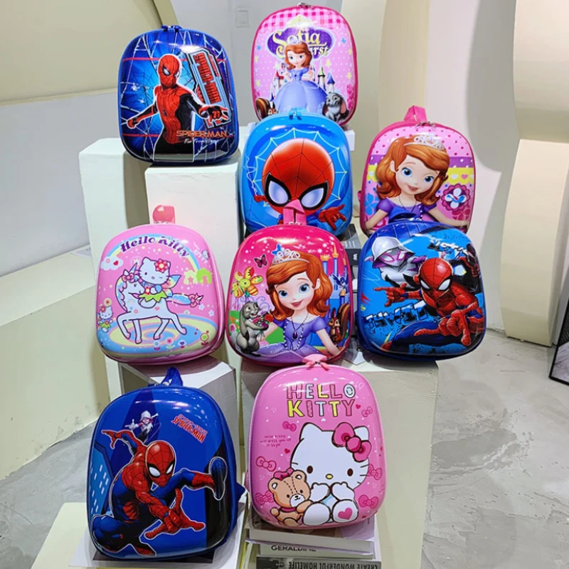 Disney Cartoon Spiderman Boys Children's Backpack Sofia School Bag  Cute Kitty Girl Baby Backpack Cartoon Egg Shell Bags 1