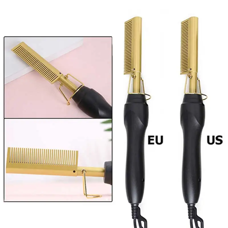 2 In 1 Hair Straightener Curler Wet Dry Electric Hot Heating Comb Hair