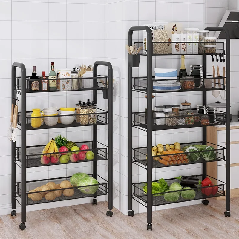 Removable Multi-Layer Kitchen Rack, Floor to Ceiling, Removable Trolley, Home, Bedroom, Snack, Vegetable Basket