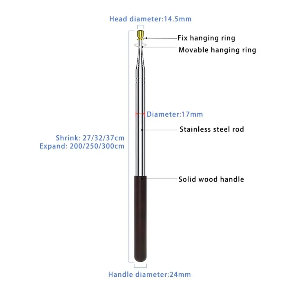 단단한 나무 손잡이 깃대 접이식 스테인레스 스틸 막대 투어 가이드 깃대 200/250/300cm 교육용 스틱 교육 도구