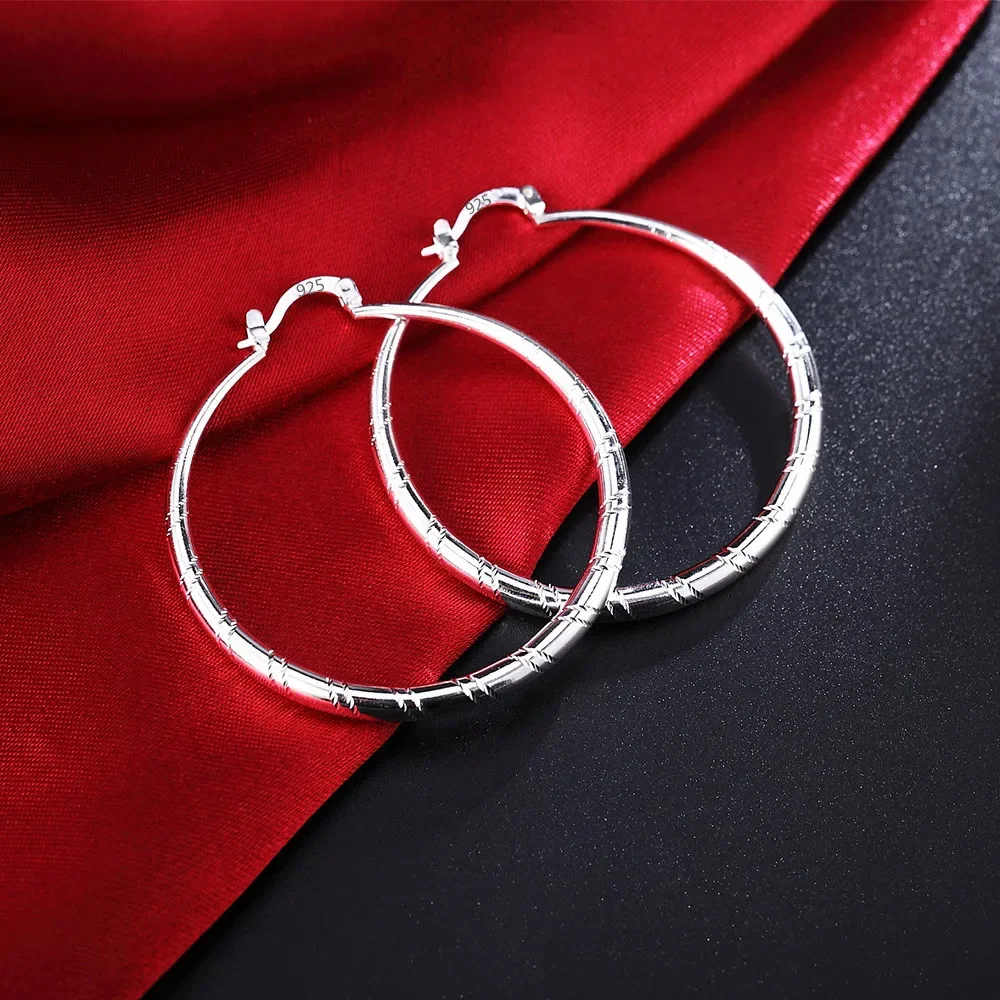 3/4/5/6cm big 925 Sterling Silver circle hoop earrings high quality Fashion Jewelry Christmas Gift Wedding earring for women wantme 925 sterling silver minimalism punk rock wide hoop earrings for women men fashion gothic bohe huggie ear buckle jewelry