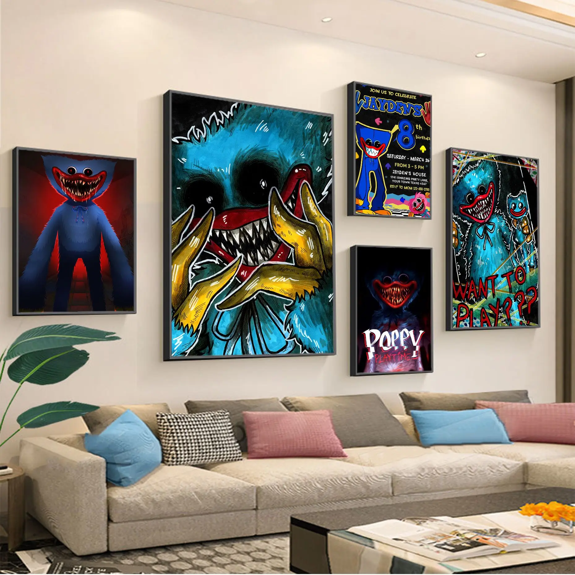 H-Huggy-Poster-W-Wuggy Game Diy Sticky Poster Vintage Room Home Bar Cafe Decor Decor Art Wall Stickers