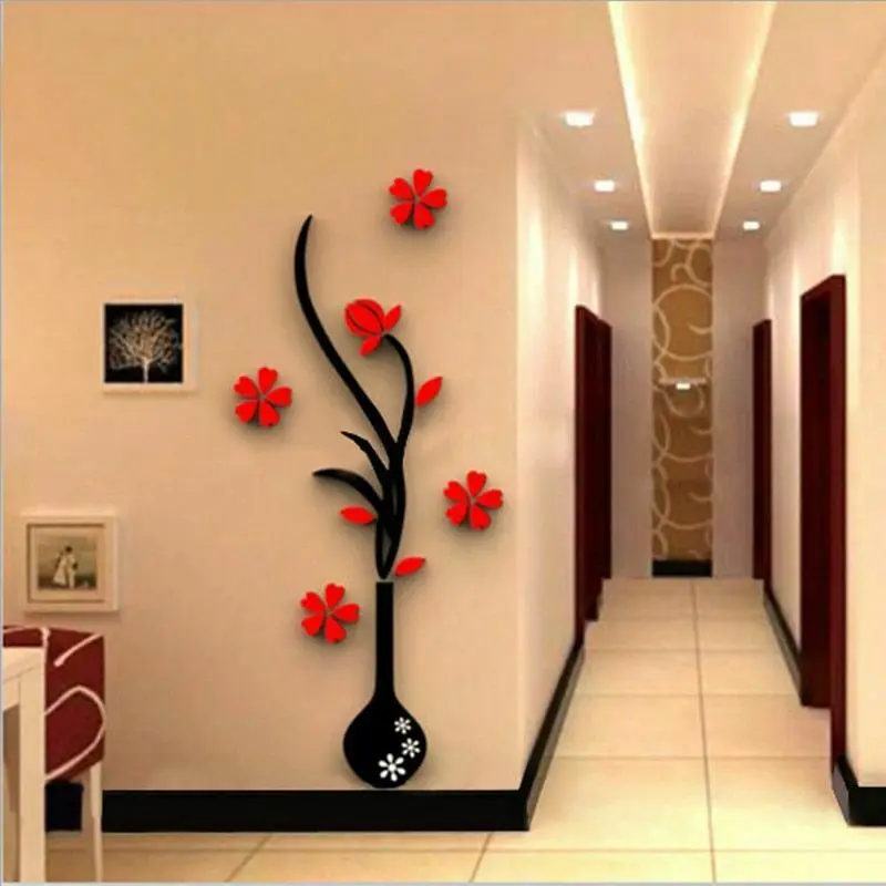 

Colorful Multi Pieces Flower Vase 3d Acrylic Wall Art Sticker Home Bedroom DIY