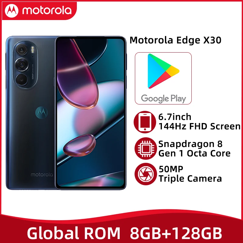 Global ROM Motorola Moto Edge X30 5G Mobile Phone Snapdragon 8 Gen 1 6.7'' 144Hz Screen Smartphone 60MP Triple Camera 5000mAh |