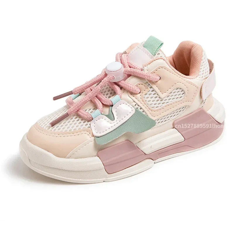 2023 Spring Children Girl Pink Shoes Autumn Mesh Breathable Kids Sneakers for 5-18 Yrs Boy Lightweight Running Shoe Walking Soft 4