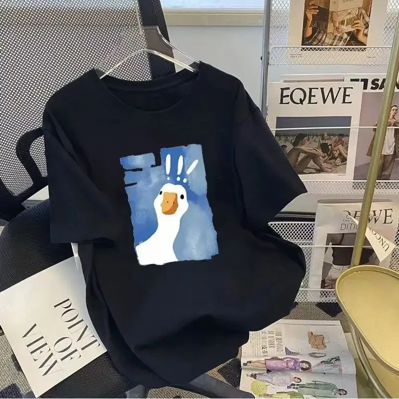 

Men/Women Owersized T-Shirt Funny Two Confused Ducks Shirt Summer Cotton Crew Neck Short Sleeve Top Quality cotton T-Shirts