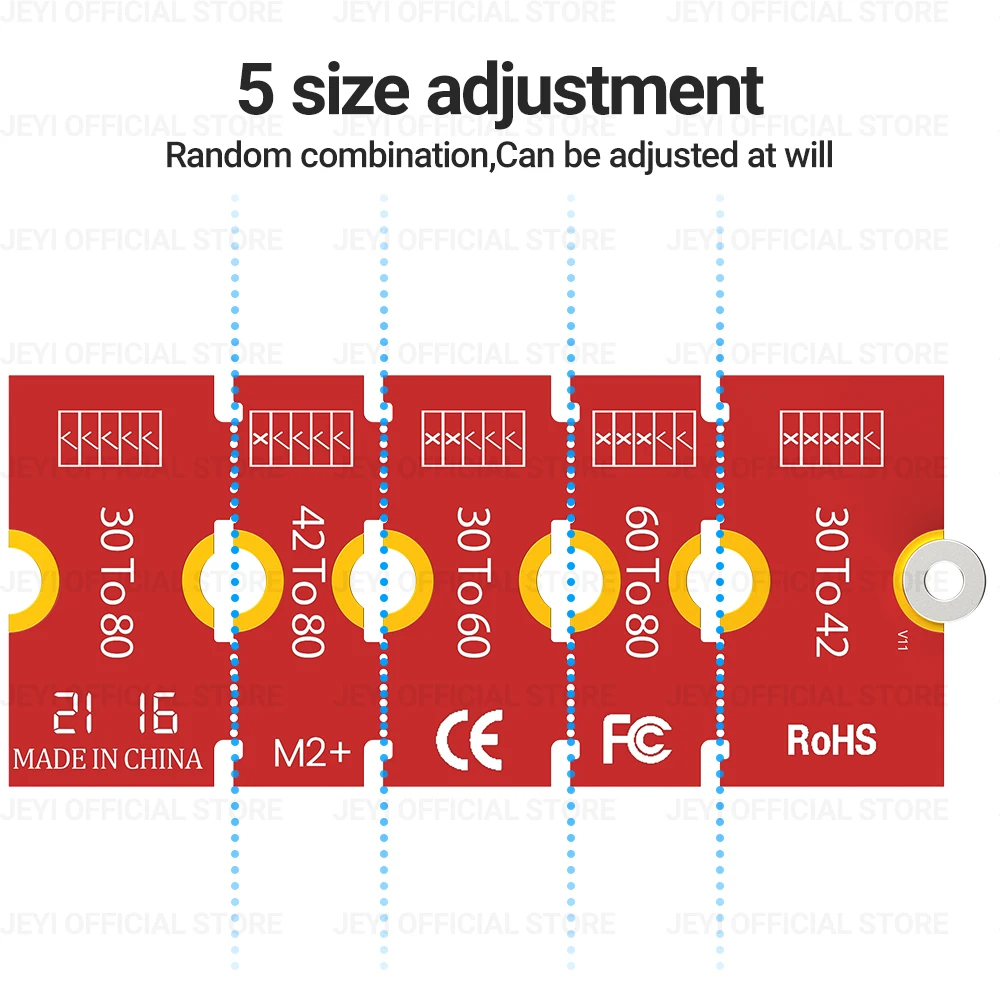 JEYI-M.2 NGFF NVME SSD Suporte de Extensão Comprimento Estender Adaptador, Placa de Cartão, Transferência de Tamanho Longo, 2230, 2242, 2260, 2280