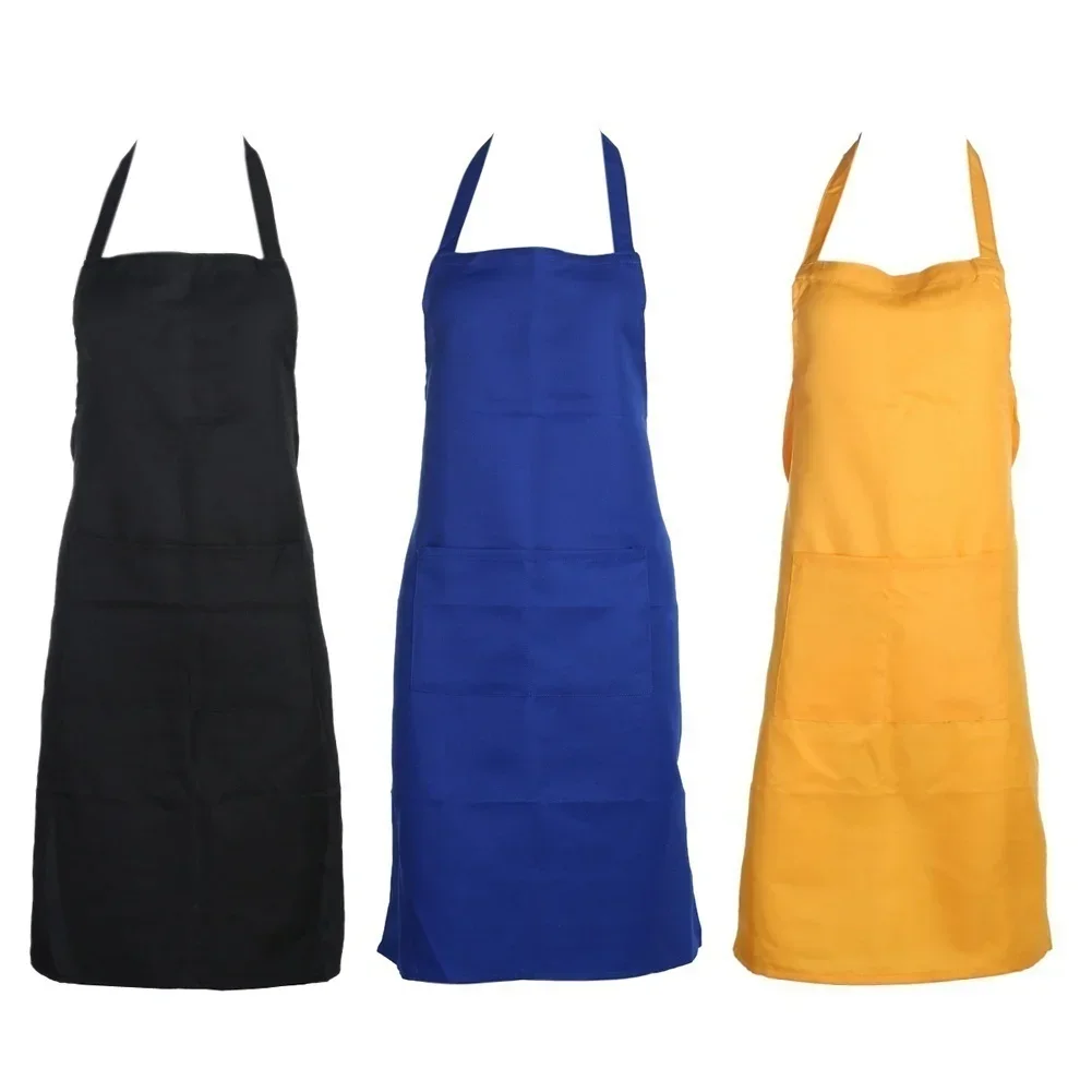 1 Pcs Apron With Pockets Thicken Cotton Polyester Blend Cooking Kitchen Restaurant Apron Kitchen Kitchen Apron Waterproof Apron