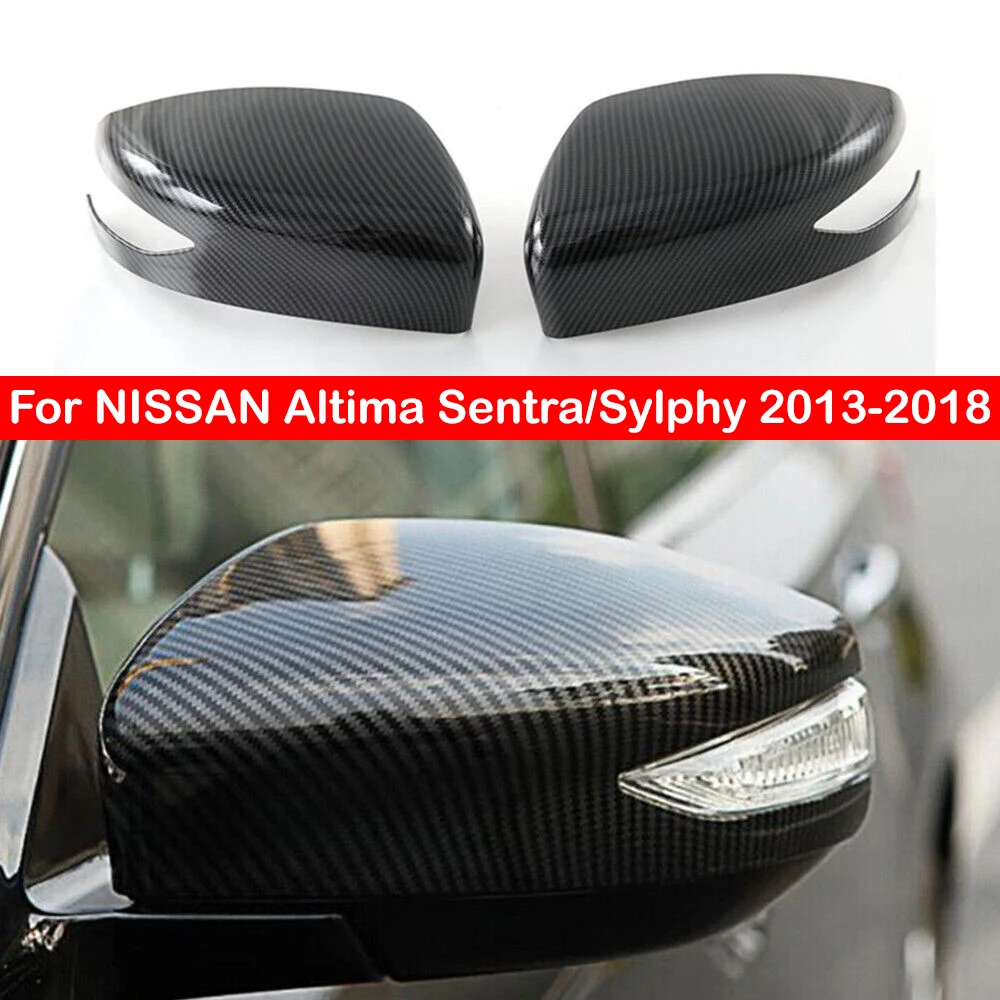 

For NISSAN Altima Sentra/Sylphy 2013-2018 Car Rearview Side Mirror Cover Sticker Wing Cap Exterior Door Case Trim Carbon Fiber