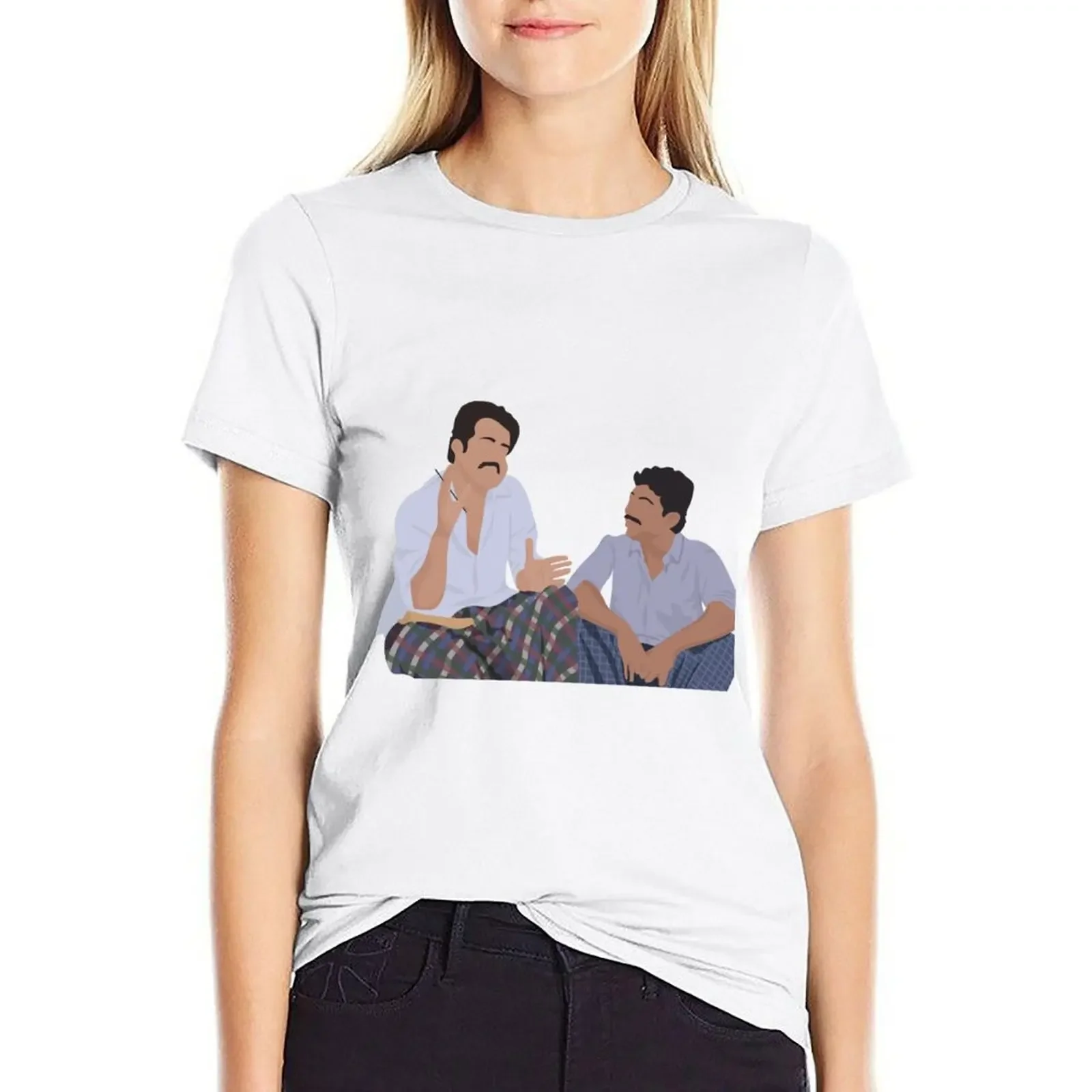 

Mohanlal and Sreenivasan T-shirt animal print shirt for girls funny lady clothes Women tops