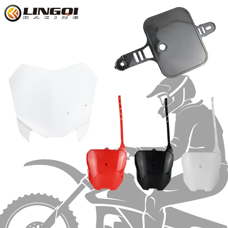 LINGQI Front Number Plate Name Cross Plates Board For CRF50 CRF70 CRF110 CRF125 2008- Motorcycle Accessories Plastic