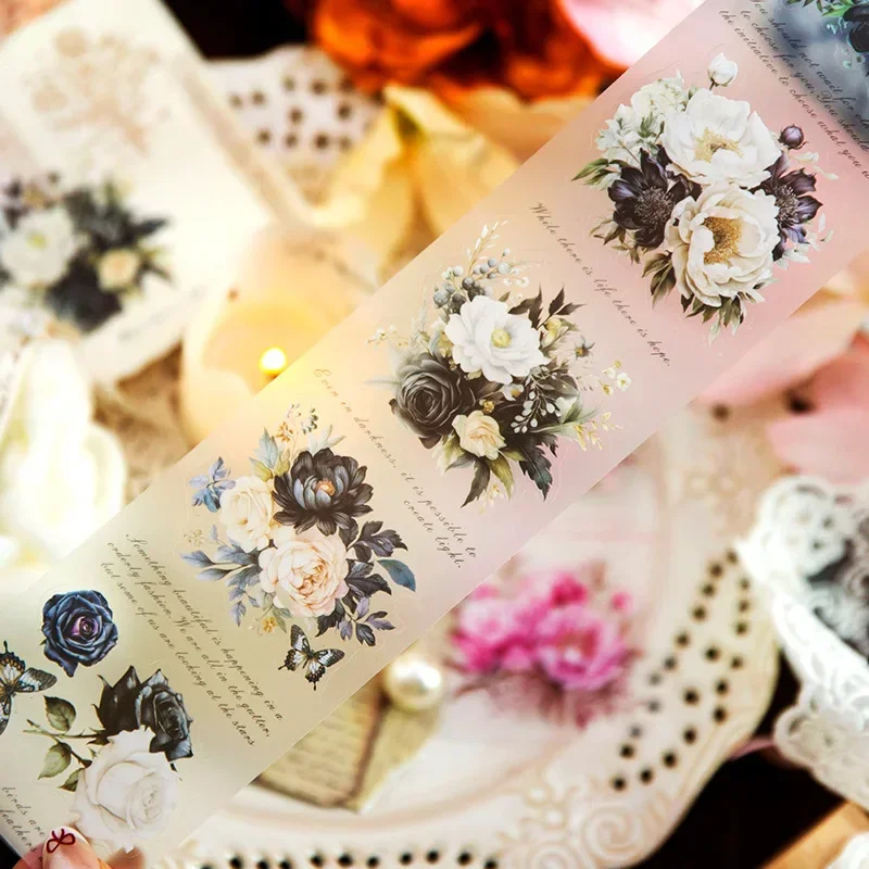 3M 1Roll Flower Handbook PET Long Cycle Tape Flower Club Blooming Along Road Matte Material Gift Package Scrapbook 65mm*3M 4