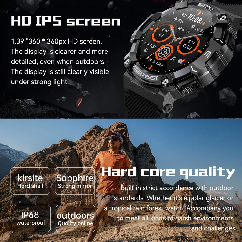 ���ο� PG666 ��Ʈ�Ͻ� �߿� ����Ʈ �ð� �������� ��ȭ IP68 ��� �߰��� ������ Smartwatch 1.39 HD IPS ���� ��Ը� ���̾�