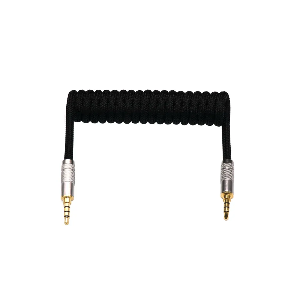 Angitu-teclado Macio Faça Você Mesmo Coiled Cabo Trrs Handmake Cabos Aux para Teclado Split Preto Branco Cor Personalizada10 cm - Imagem 5