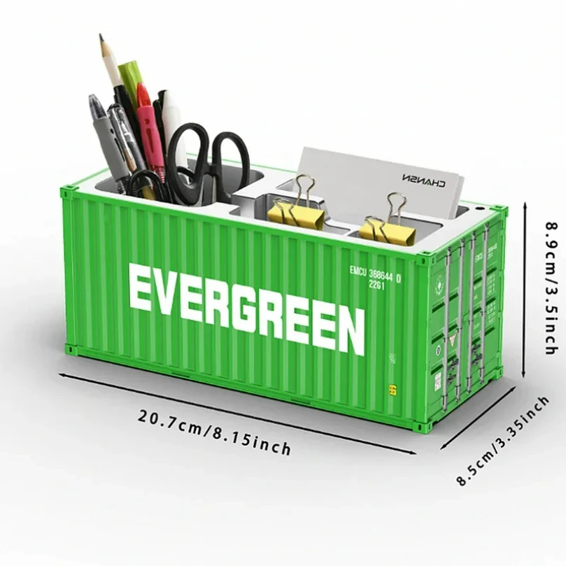 1/20 Scale Simulated Shipping Cargo Container Model Pen Holder Plastic Storage Box Desktop Organizer