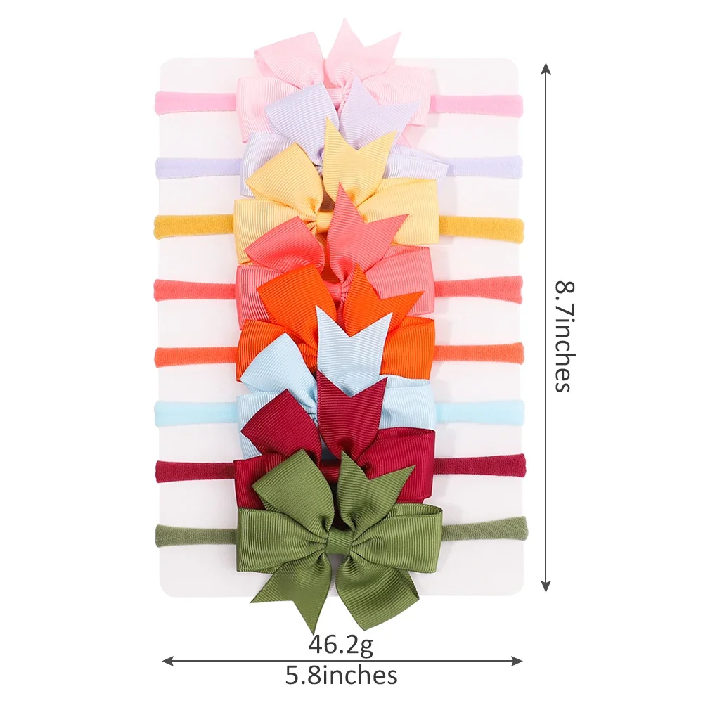 8Pcs/Set Solid Color Nylon Six Ears Bows Headband for Baby Bowknot Elastic Hair Band Handmade Headwear Girls Hair Accessories 6