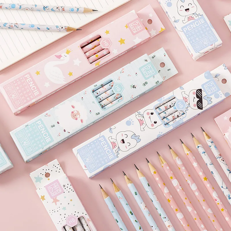 

Cartoon Boxed Wooden Pencil Hb Pencil With Eraser Kid Drawing Pencil Student Writing Stationery Office School Supplies Wholesale