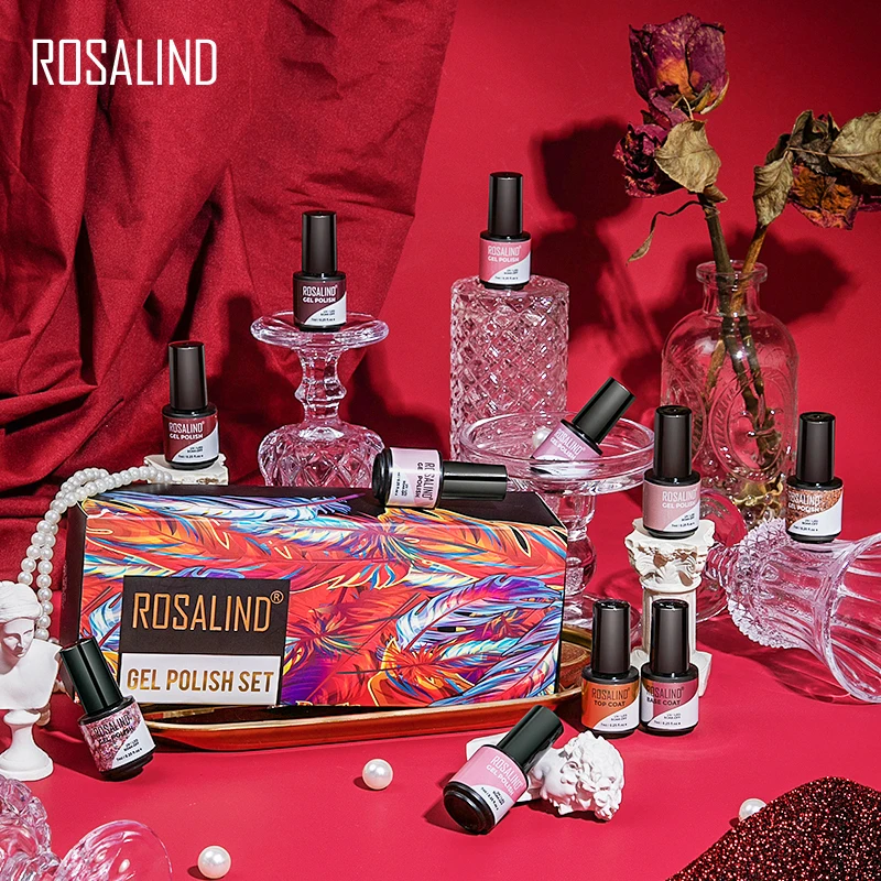 ROSALIND Gel Nail Polish Set  24PCS Winter Semi Permanent Gel Hybrid Varnish Need Base Top Coat Nails Art Nail Polish Kit