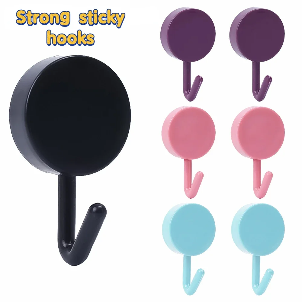 

10/20pcs Wall Hook Keychain Door Hanging Plastic Self-adhesive Wall Hook, Kids Room Decoration, Colorful Hangers, Storage Hooks
