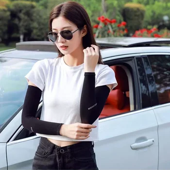 Alternative view of 1 Pair Unisex Summer Finger Sleeve Ice Cool Wearing Summer Outdoor Sunscreen Sleeve Sun Protection Driving Sports Hand Sleeves