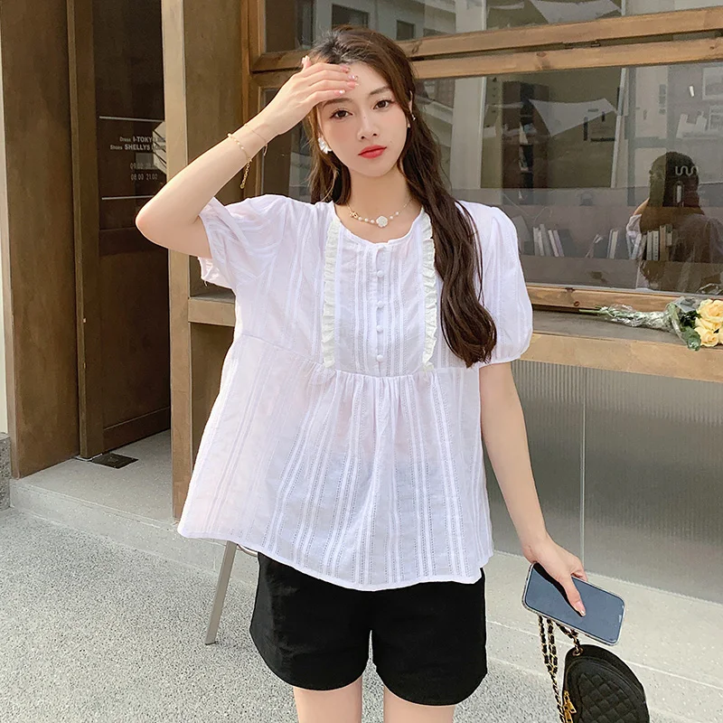 P74111# Pants Suit Loose Denim Tops Women Sets Summer Maternity 2 Pcs Clothing Set