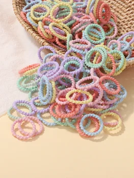 100 pezzi bambino 2 cm elastico colorato non fa male ai capelli piccolo anello per il pollice filo elastico alto bambino bambini scrunchies set 1